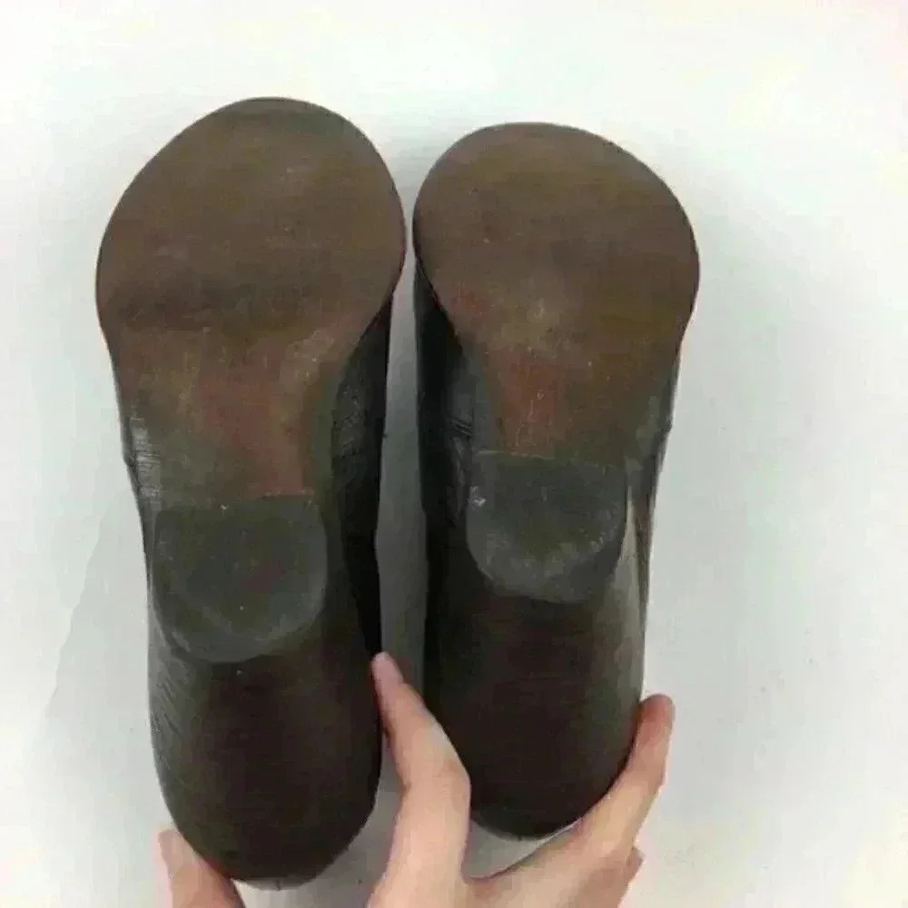 5/48 Ankle Boots 37.5 7 Leather Stacked Western - Picture 5 of 8